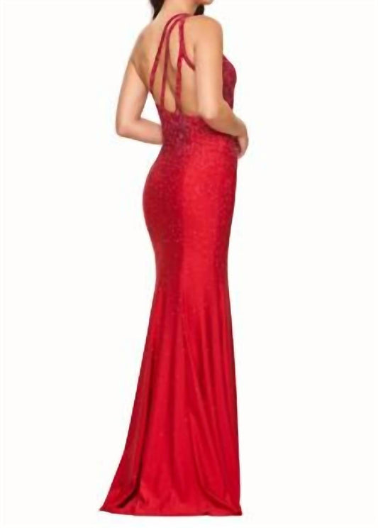 Faviana - One shoulder Hot Stone Gown