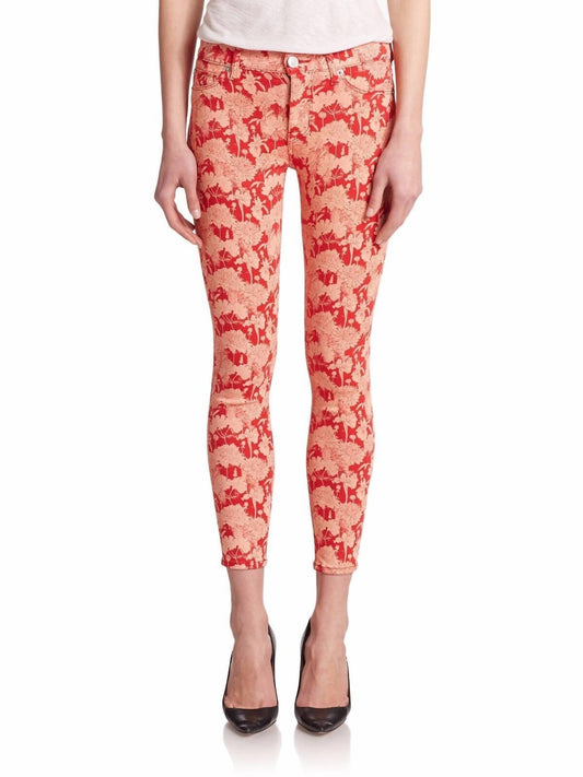 Hudson - Floral Print Nico Mid Rise Skinny Ankle Jeans