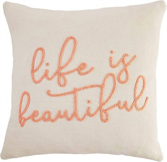 Mudpie - Pink Sentiment Dhurrie Pillow