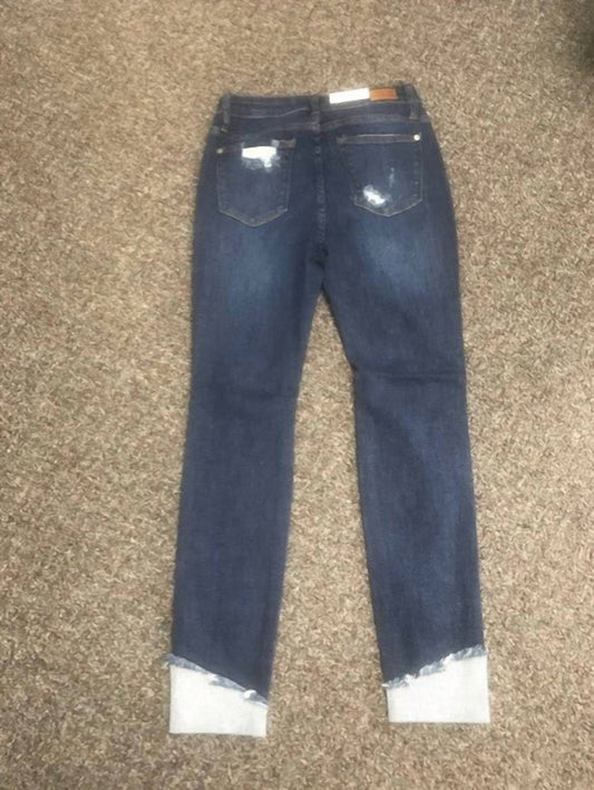 Judy Blue - Women's Asymmetrical Cuff Hem Destructed Jean