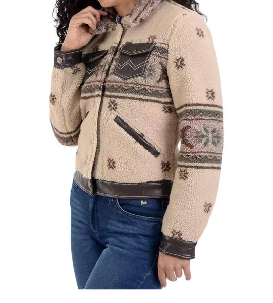 Wrangler - Print Crop Faux-Shearling Jacket
