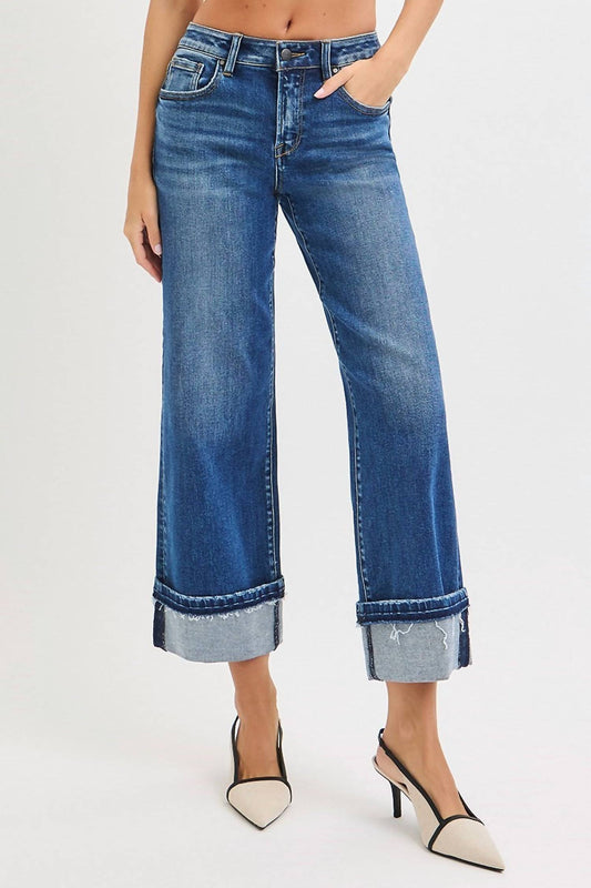 Risen - Mid Rise Straight Jeans With Cuff - Plus