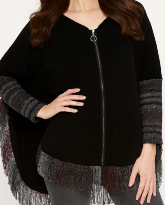 French Kyss - Kimberly Fringe Hooded Poncho