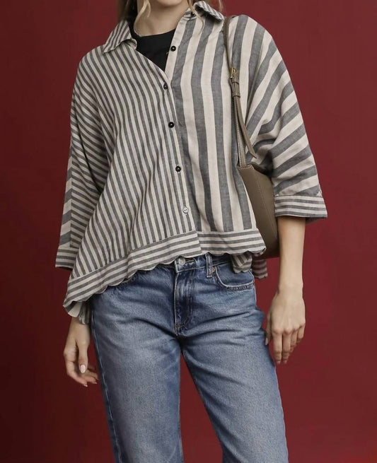 Umgee - Mixed Stripe Button Down Shirt
