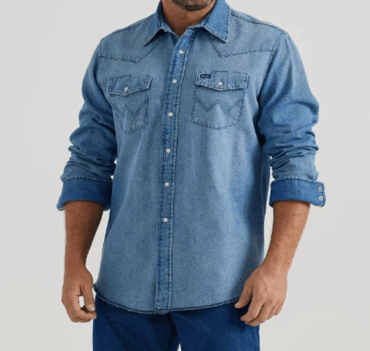 Wrangler - Men's Vintage Long Sleeve Western Snap Shirt