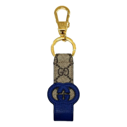Gucci - Women's Interlocking Gg Supreme Canvas And Leather Keychain Charm