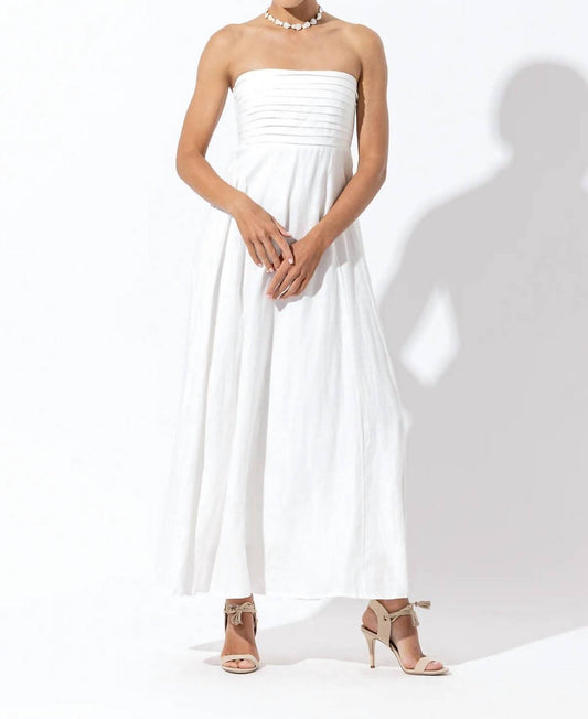 Lusana - Talia Linen Pintuck Maxi Dress