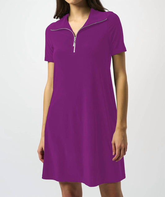 Joseph Ribkoff - Zipped Collar Mini Shift Dress