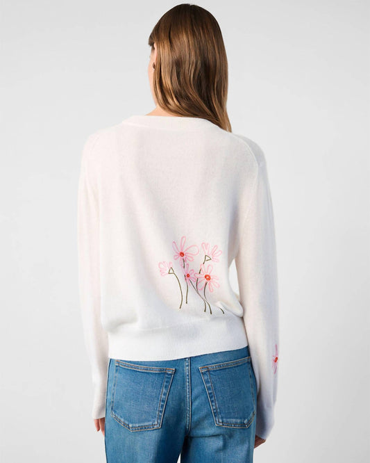 White + Warren - Floral Embroidered Crewneck Tee
