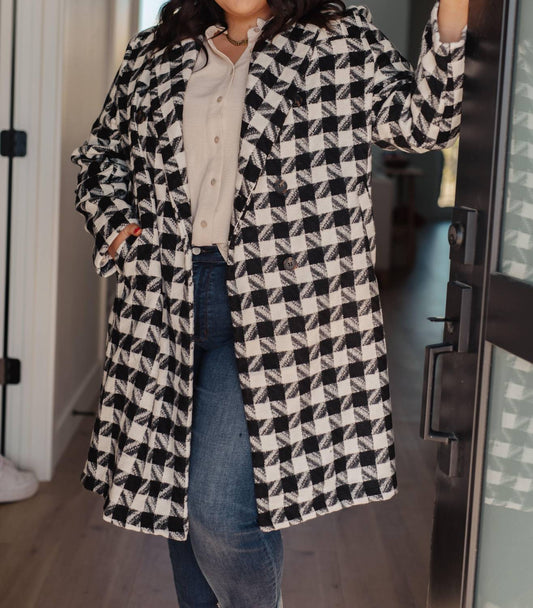 Davi & Dani - Monochromatic Moment Plaid Coat