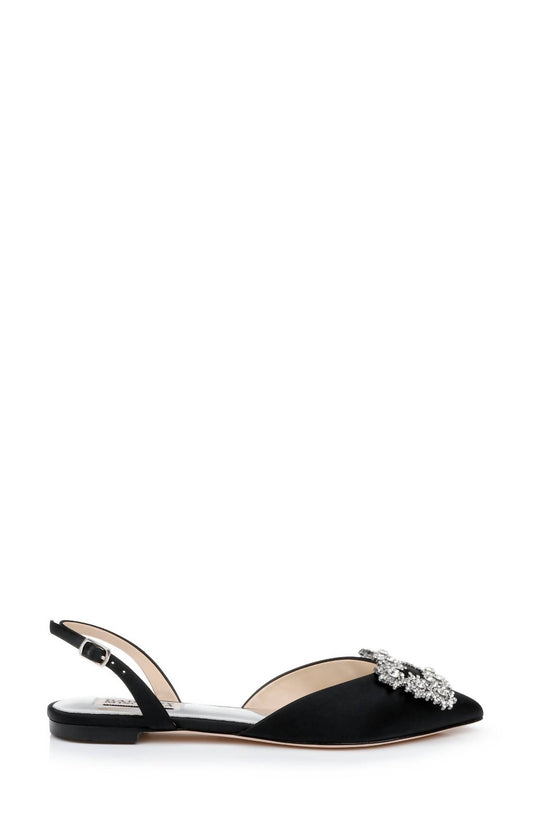 Badgley Mischka - SAGA CRYSTAL BUCKLE POINTED TOE FLATS