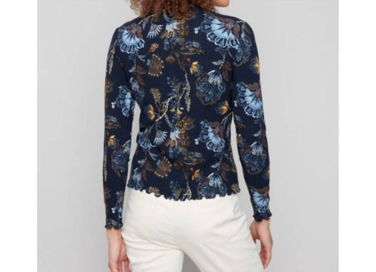 Charlie B - Printed Mock Neck Long Sleeve Top