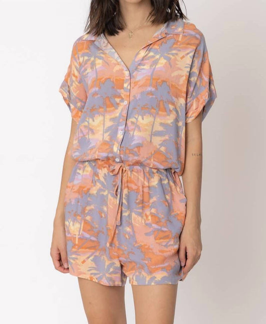 En Creme - Short Sleeve Tropical Print Romper