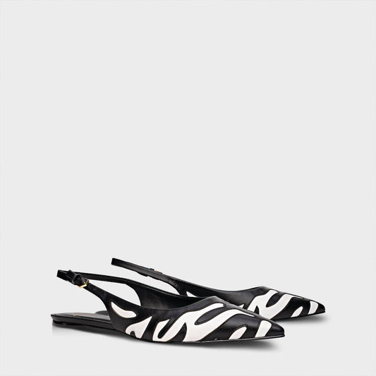 Carrano - Women Zebra Stripe Slingback Flat