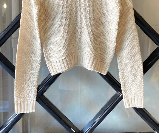 White + Warren - Women's Mercerized Cotton Textured Crew Sweater