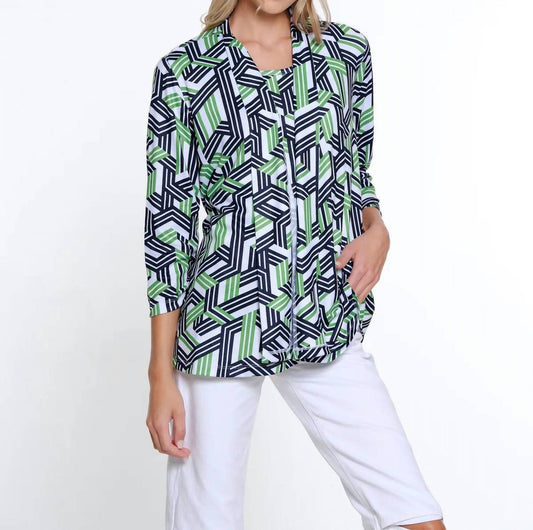 Multiples - 2fer Print Shell And Cardigan Set