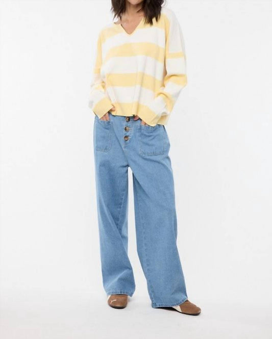 Wishlist - Striped Notch Neck Knit Sweater