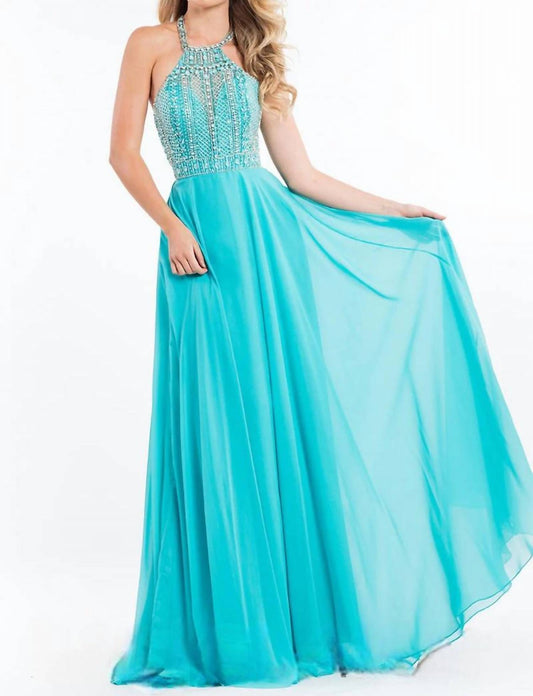 Rachel Allan - Beaded Halter Neckline Prom Dress