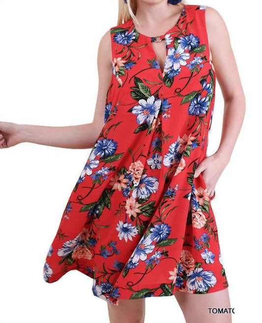 Umgee - Floral Keyhole Bohemian Dress