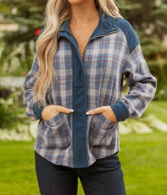 Shewin - Women's Sandra Color Block Plaid Shacket