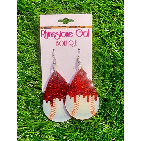 Bosuk - Women's Sparkling Baseball Earrings