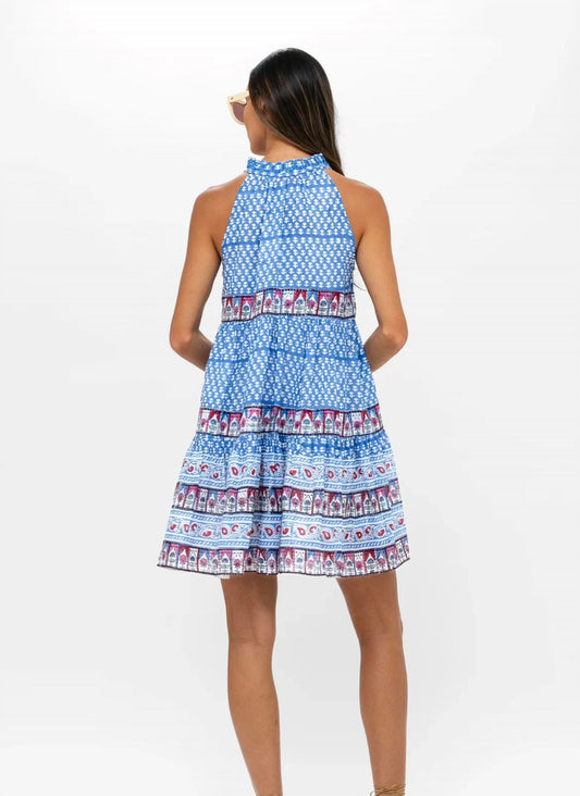 Oliphant - Campania Blue Sleeveless Tiered Short Dress