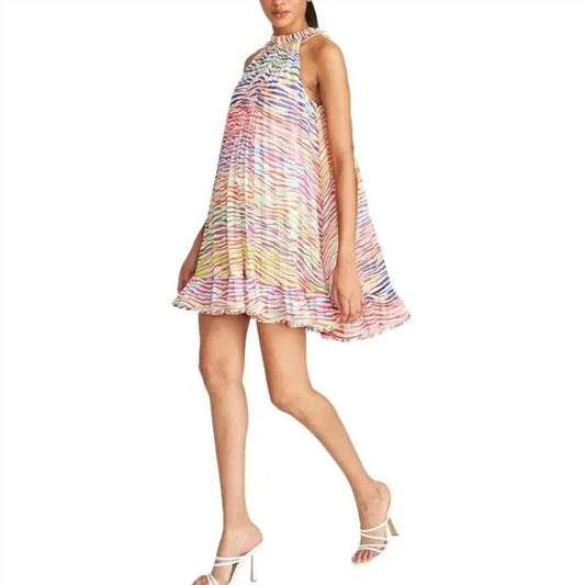 Amur - Estfan Pleated Ruffled Printed Crepe de Chine Mini Dress