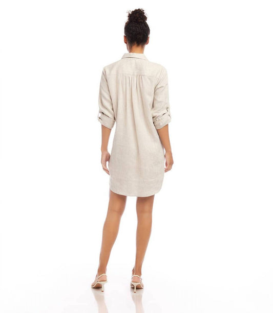 Karen Kane - Women's Roll Tab Linen Shirtdress