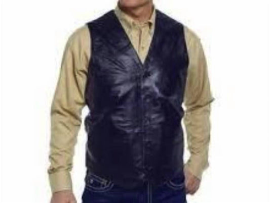 Cripple Creek - Men's Five Button Genuine Nappa Lamb Leather Vest