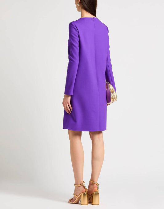 Oscar De La Renta - Long Sleeve Jewel Button Detail Swing Dress