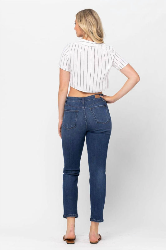 Judy Blue - High Waist Zigzag Button Fly & Destroy Boyfriend Jeans