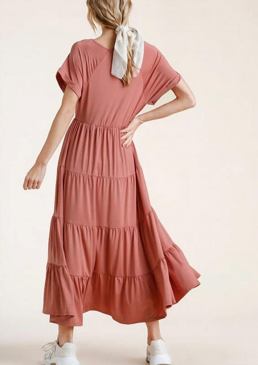 Umgee - Tiered V-neck Maxi Dress