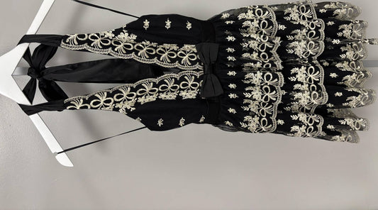 Mable - Women's Tiered Lace Halter Neck Dress