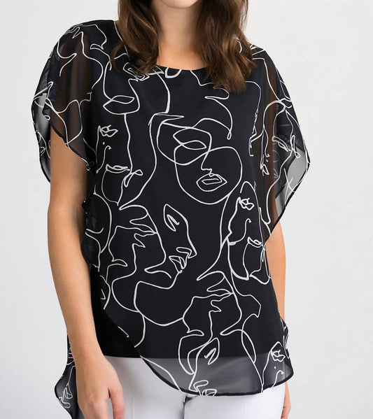 Joseph Ribkoff - Face Time Print Overlay Top