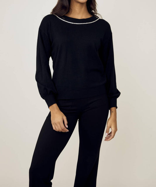 Frank Lyman - V-neck Jewel Embellished Sweater