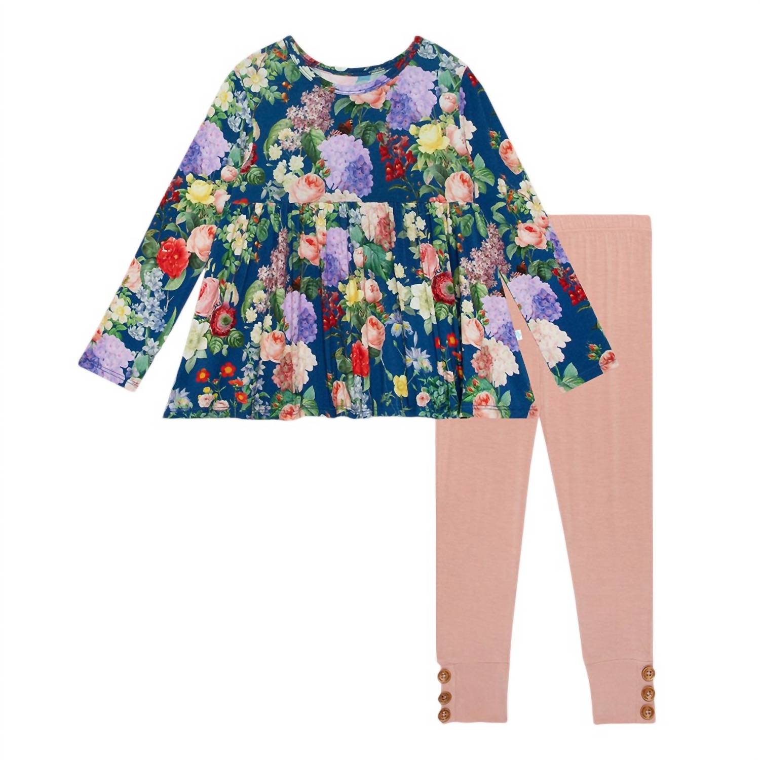 Organic Cotton Peplum Top & Leggings Set - Bow Print