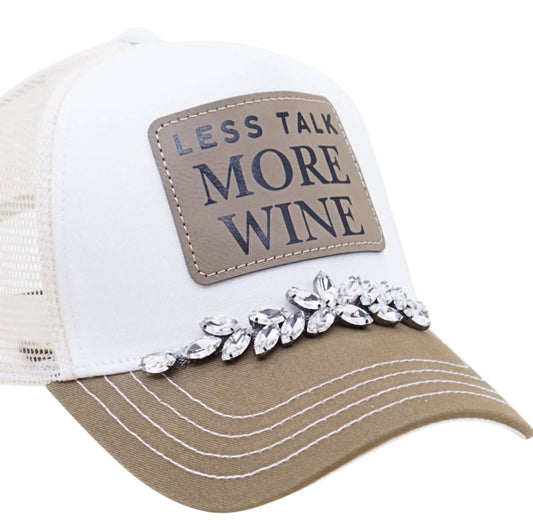 Fashion City - Women's Less Talk More Wine Trucker With Stones Hat