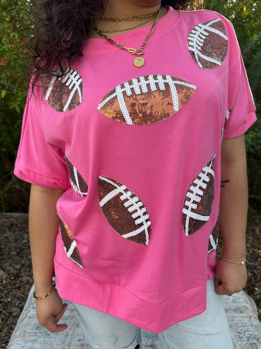 Bibi - Game Day Sequin Football Patches Top