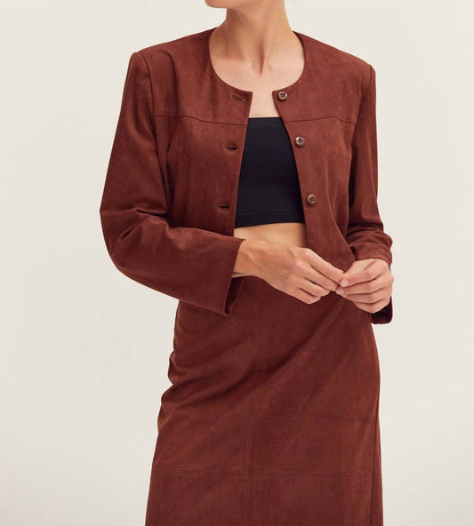 Crescent - Lenny Suede Collarless Cropped Jacket