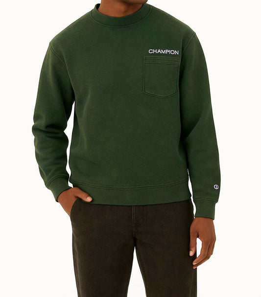 Champion - Men's Washed Pocket Crewneck Sweatshirt