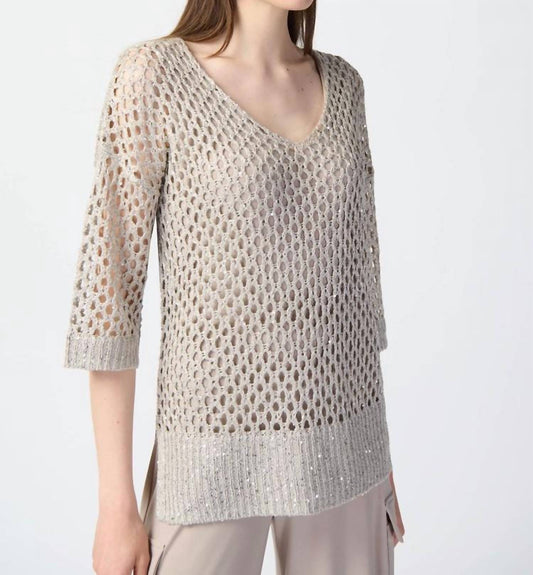 Joseph Ribkoff - Otilia Open Stitch Sweater With Sequins - Plus