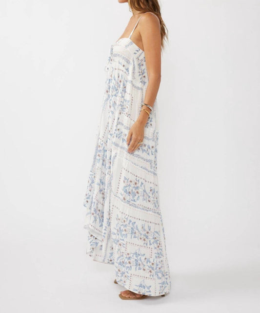 Lovestitch - Floral Spaghetti Strap Tiered Ruffle Maxi Dres
