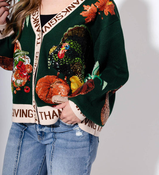 Queen Of Sparkles - 'Thanksgiving' Button Cardigan