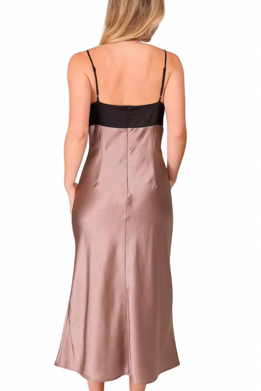 Lumiere - Two-toned Satin Dress With Tie Front