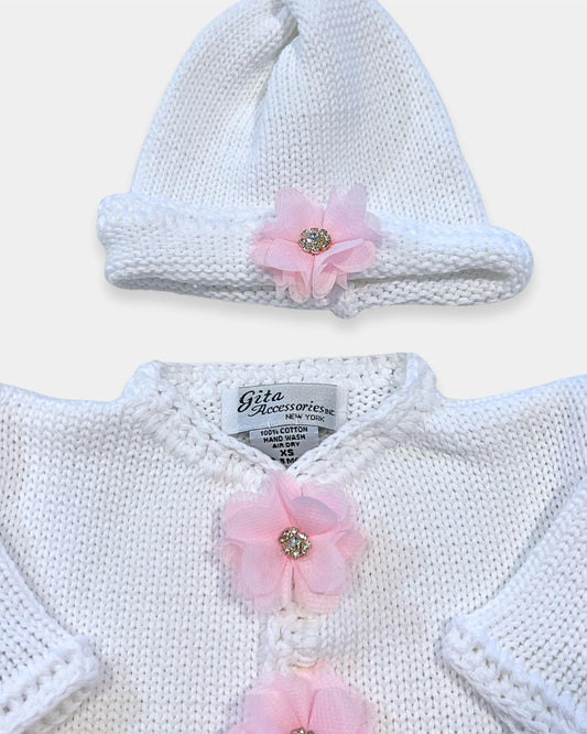 Gita - Girl's 2pc Sweater With Small Rhinestone Center