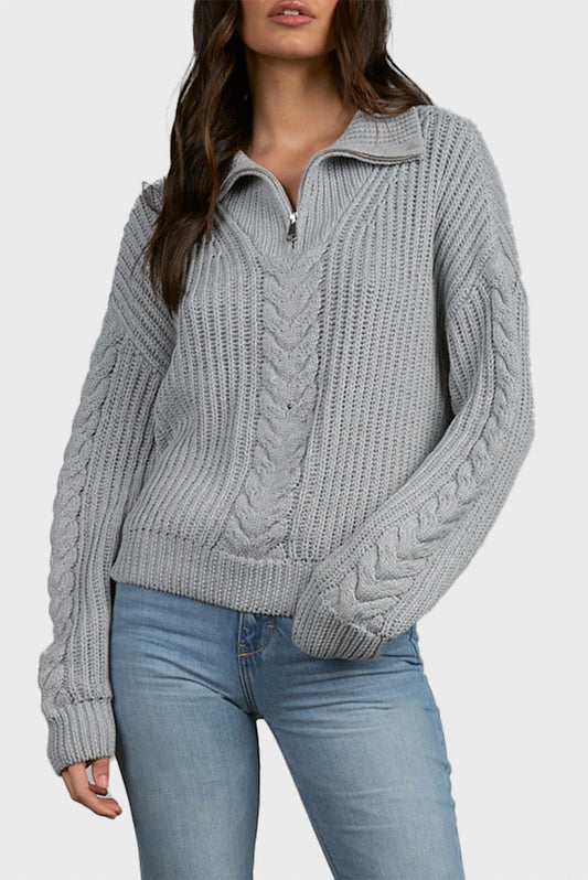 Elan - Seed Stitch Shawl Collar Sweater