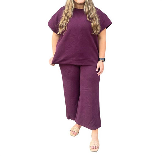 See And Be Seen - Textured Short Sleeve and Cropped Flare Pant Set