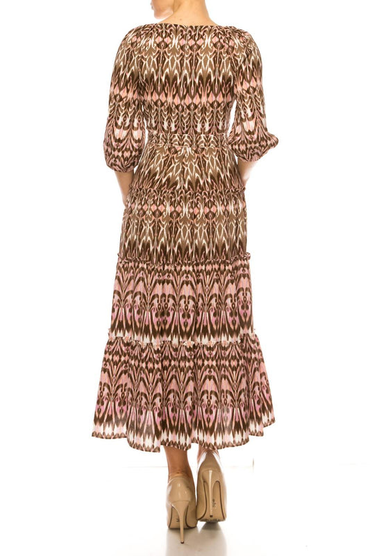 Maison Tara - Belted Abstract Print Dress