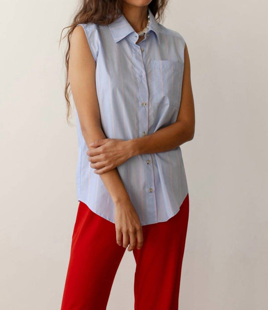 Donni. - Women's Stripe Pop Sleeveless Shirt