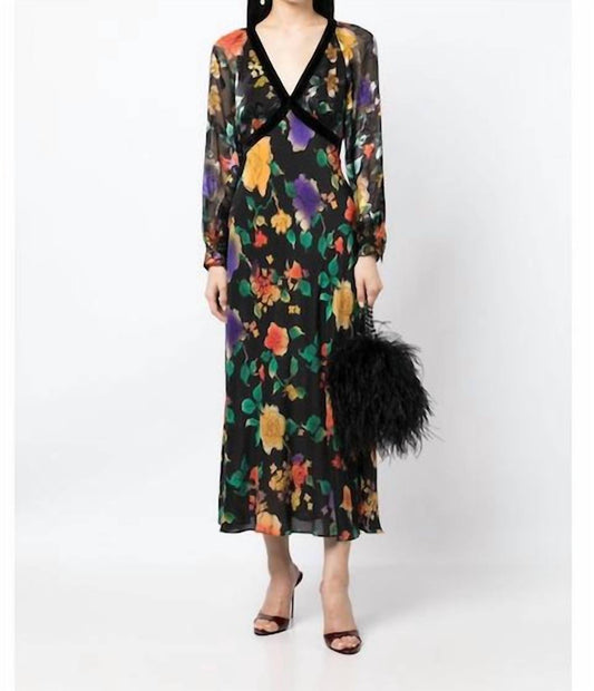 Rixo - Ayla Velvet Midi Dress